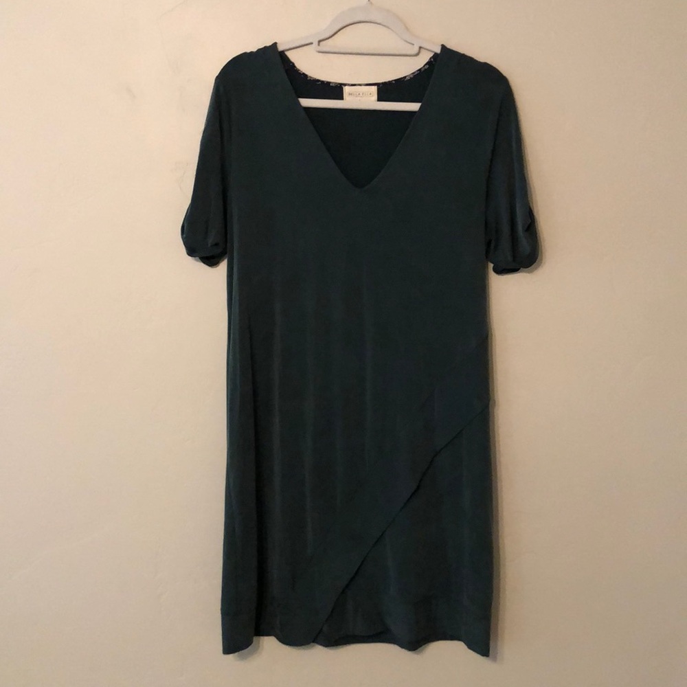 Dark green shift dress